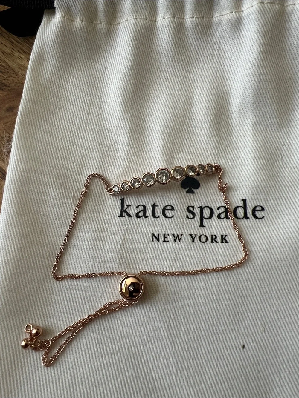 kate spade Rose Gold Bow Bangle Bracelet AND CZ chain bracelet Set - Picture 3 of 8